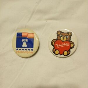 Two Vintage Philadelphia Button Pins